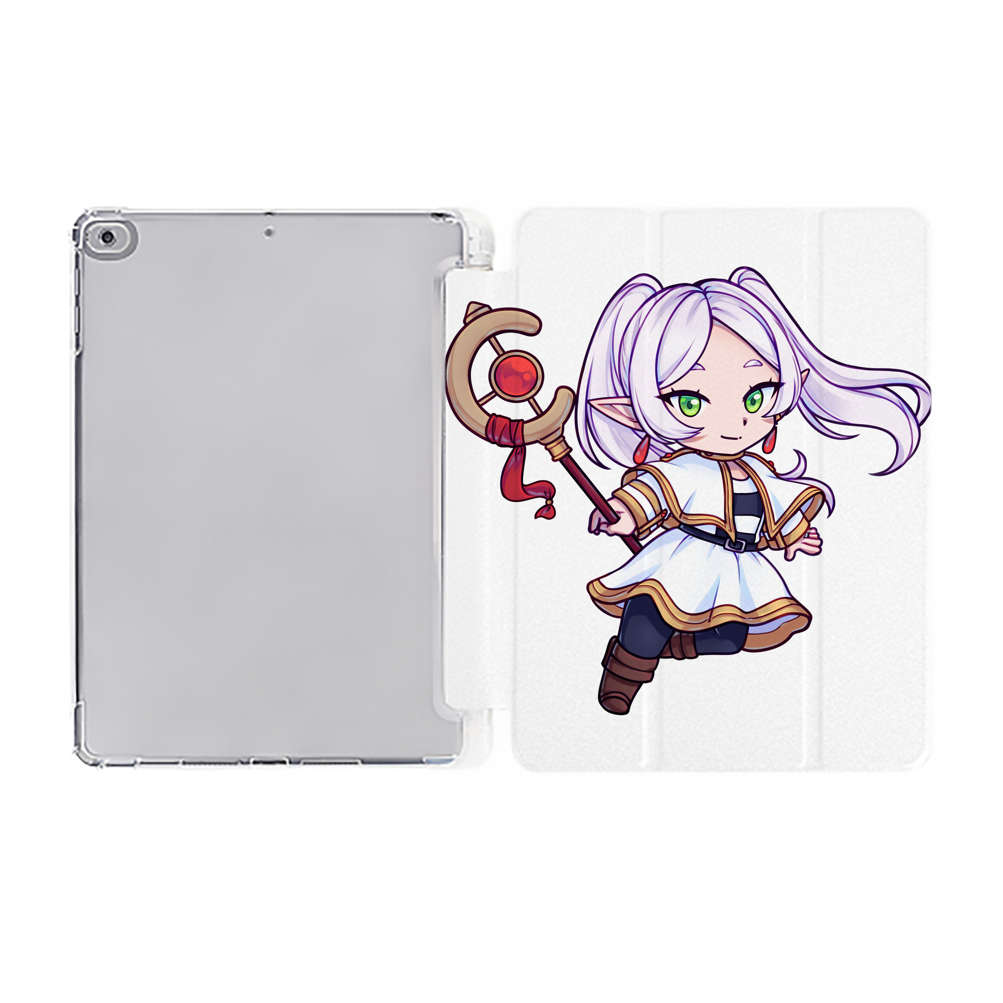 （画像用） 葬送のフリーレン Frieren IPad ケース ペン収納付き 三つ折りスタンド PUレザー×シリコン 対応機種9.5/10.5/10.9インチ